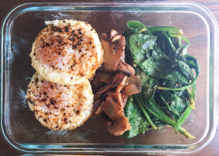 meal prep eggs and greens