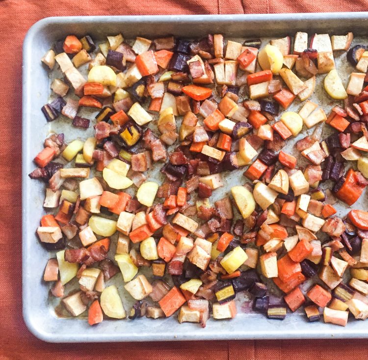 Sweet and Smoky Roasted Carrots and Apples With Bacon