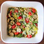 pesto spaghetti squash and sausage casserole