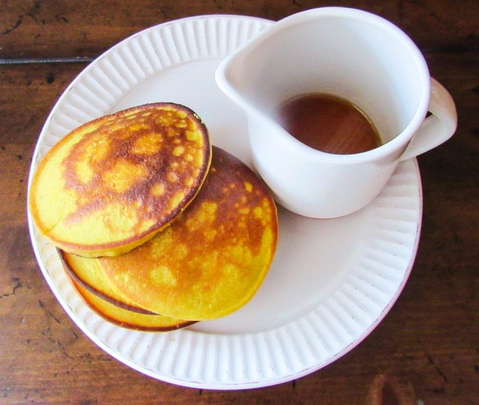 Keto Turmeric Spice Pancakes with low carb syrup