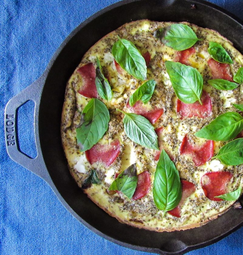 Pepperoni Basil And Goat Cheese Frittata The Edited Kitchen 