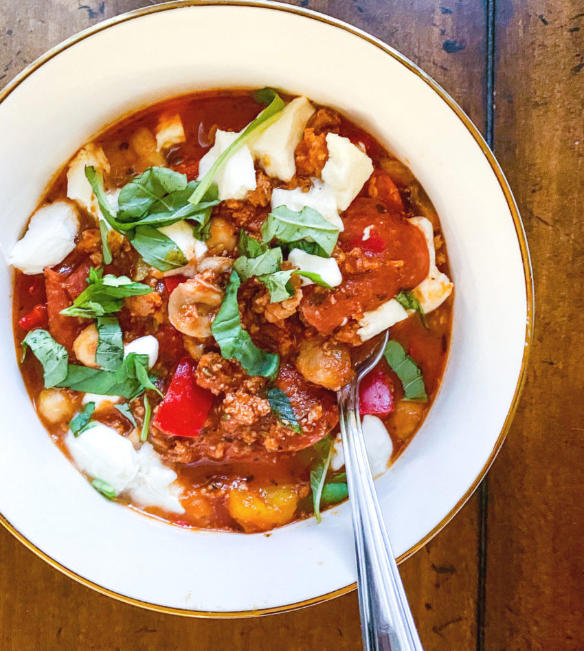 Mushroom and Pepperoni Pizza Chili